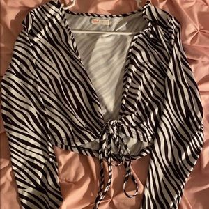 zebra print tie top cropped